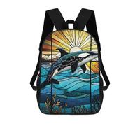 sinyumoney Orca Stained Glass Mochila Escolar Para Niñas Y Niños, Mochilas De Gran Capacidad, Mochilas Ligeras Para Niños Y Estudiantes 17inch
