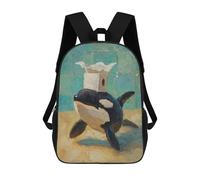 sinyumoney Orca Whale Bath Toy Mochila Escolar De 17 Pulgadas Para Adolescentes, Con Estampado 3D, Ajustable Y Con Bolsillos, Ideal Para Niños, Niñas Y Estudiantes.