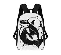 sinyumoney Orca Whale Black And White Illustration Mochila Escolar Mochilas Escolares Para Niñas Y Niños Mochila Con Bolsillo Mochila Escolar De Moda Para Niños 17inch