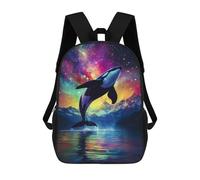 sinyumoney Orca Whale Leaping in Cosmic Waters Mochila Escolar Infantil Impresa En 3D Para Niños, Mochila De Viaje De Alta Capacidad, Mochilas Para Libros De 17 Pulgadas Para Niños