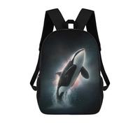 sinyumoney Orca Whale Leaping in Space Mochila Infantil Para Niñas, Mochila Escolar 3D, Mochila Para Niños Pequeños, Mochila Informal De Día, Mochila Escolar De Moda 17inch