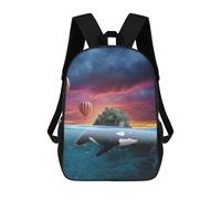 sinyumoney Orca Whale Surrealism Mochila Infantil, Mochila Escolar Impresa En 3D, Mochila Para Niños Y Niñas, Mochila Escolar Ajustable Para La Escuela Primaria 17inch