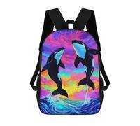 sinyumoney Orcas Leaping Colorful Ocean Mochila Escolar Infantil Impresa En 3D, Mochila Informal De Moda Para Niños, Mochila De Viaje De Alta Capacidad Para Libros Para Niños 17inch