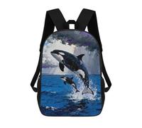 sinyumoney Orcas Leaping from The Ocean Painting Mochila Escolar, De Viaje, Universitaria, Para El Campus, Para Actividades Al Aire Libre Y Deportes 17inch