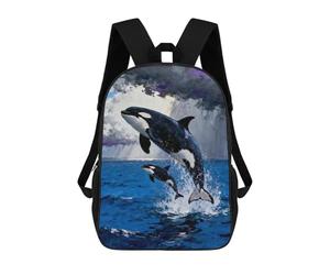 sinyumoney Orcas Leaping from The Ocean Painting Mochila Escolar, De Viaje, Universitaria, Para El Campus, Para Actividades Al Aire Libre Y Deportes 17inch