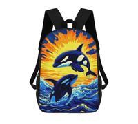 sinyumoney Orcas Ocean Sunset Mochila Escolar Ligera Para Aeropuerto Y Universidad Para Estudiantes, Ideal Para El Campus, Viajes Al Aire Libre Y Deportes 17inch