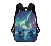 sinyumoney Orcas Under Aurora Borealis Mochila Escolar, Mochila De Negocios Para Portátil, Mochila Unisex Informal Para Niños/niñas/adolescentes 17inch