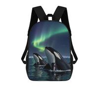 sinyumoney Orcas Under The Aurora Borealis Mochilas Para Niños Mochila Escolar Mochila Escolar Impresa En 3D Para Niños Estudiantes De Primaria Y Secundaria 17inch