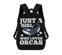 sinyumoney Orcas Whale Orca Lover Mochilas Impresas En 3D 17inch Mochila Escolar Infantil Para Exteriores, Mochila Informal De Día, Bolsas De Viaje Informales Para Estudiantes De Secundaria