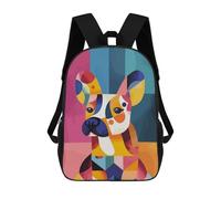 sinyumoney Original Abstract French Bulldog Dog Portrait Mochila Escolar Para Niñas Y Niños, Mochilas De Gran Capacidad, Mochilas Ligeras Para Niños Y Estudiantes 17inch