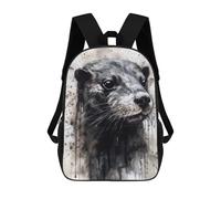 sinyumoney Otter Charm Black Ink Mochila Escolar Impresa En 3D Mochilas Informales Para Niños Mochila Escolar Impresa En 3D Para Niños De Primaria Y Secundaria 17inch