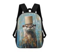 sinyumoney Otter in Top Hat Painting-2 Mochila Escolar Infantil De 17 Pulgadas Con Estampado 3D, Mochila Moderna Para Niños, Mochilas De Viaje, Bolsas Para Libros, Mochila Escolar Infantil