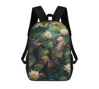 sinyumoney Otter Relaxing in Lily Pads Mochila Escolar Infantil Impresa En 3D Para Niños, Mochila De Viaje De Alta Capacidad, Bolsas Para Libros, Mochila Escolar Infantil 17inch