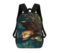 sinyumoney Otter Swimming in Water with Lily Pads Mochilas Infantiles Escolares Impresas En 3D, Mochilas Para Niños, Mochilas De Viaje Para Niños Y Niñas, Mochilas Escolares Para Niños 17inch