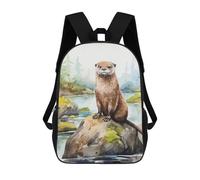 sinyumoney Otter Watercolor Art Mochila Infantil, Mochila Escolar Impresa En 3D, Mochila Para Niños Y Niñas, Mochila Escolar Ajustable Para La Escuela Primaria 17inch