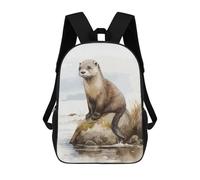 sinyumoney Otter Watercolor Cute Mochila Escolar Infantil De 17 Pulgadas, Mochila Escolar Impresa En 3D Para Niños De Primaria Y Secundaria