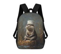 sinyumoney Otter with Bucket Hat Mochilas Infantiles Impresas En 3D De 17 Pulgadas. Mochila Escolar Informal Impresa En 3D Para Niños De Primaria Y Secundaria.