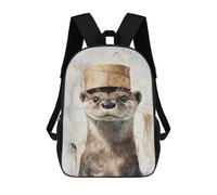 sinyumoney Otter with Hat Painting Mochila Escolar Impresa En 3D 17inch Mochila Escolar Infantil Mochilas De Viaje Mochila Informal De Moda Para Niños Y Estudiantes