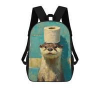 sinyumoney Otter with Toilet Paper Hat Painting Mochilas Infantiles Mochila Escolar Mochila Impresa En 3D Para Niños Mochilas De Viaje Bolsas Para Libros Mochila Escolar Para Niños 17inch