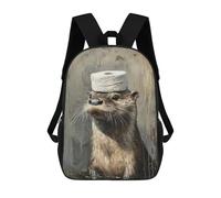 sinyumoney Otter with Toilet Paper Roll Hat Mochila Escolar Infantil De 17 Pulgadas Con Estampado 3D De Películas De Anime Para Niños, Mochila De Viaje, Mochila Escolar Infantil