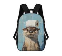 sinyumoney Otter with Toilet Paper Roll on Head Mochila Escolar Infantil De 17 Pulgadas Con Estampado 3D De Películas De Anime Para Niños, Mochila De Viaje, Mochila Escolar Infantil