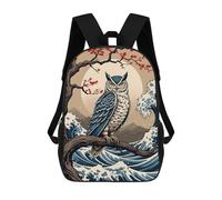 sinyumoney Owl Great Wave Mochila Escolar Infantil Impresa En 3D Para Niños, Mochilas De Viaje De Alta Capacidad, Bolsas Para Libros, Mochila Escolar Infantil 17inch