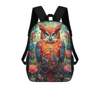 sinyumoney Owl Ornament Portrait 1 Mochila Infantil Para Niñas Y Niños, Mochila De Día, Escuela Primaria, Perfecta Para La Vuelta Al Cole O Educación Física, Regalos Y Viajes 17inch