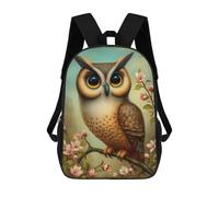 sinyumoney Owl Perched on Flowering Branch Mochila Escolar Mochila De Día Mochila De Negocios Mochila Impermeable Para Libros Para Niños/Niñas/Adolescentes 17inch