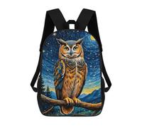sinyumoney Owl Starry Night Mochila Escolar De 17 Pulgadas Para Adolescentes, Con Estampado 3D, Ajustable Y Con Bolsillos, Ideal Para Niños, Niñas Y Estudiantes.