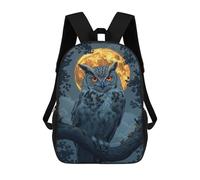 sinyumoney Owl Under Full Moon Mochila Con Bolsillo Mochilas Impresas En 3D, Mochilas De Viaje, Mochilas Para Libros, Mochila Escolar Para Niños 17inch