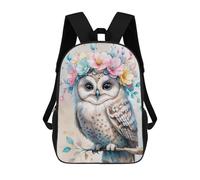 sinyumoney Owl with Flower Crown Watercolor Mochila Con Bolsillo Mochilas Impresas En 3D, Mochilas De Viaje, Mochilas Para Libros, Mochila Escolar Para Niños 17inch