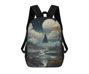 sinyumoney Pagoda Under The Full Moon Mochila Escolar/de Negocios Resistente Para Portátil Para Niños/niñas/adolescentes 17inch