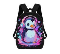 sinyumoney Paint Penguin Headphones Mochila Infantil, Mochila Escolar Para Niños Y Adolescentes, Mochila De Viaje, Mochila Escolar, Mochila Para Libros 17inch