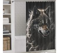 Sinyumoney Paint The Smoke Wolf - Juego de cortinas de ducha lavables y elegantes para uso diario, con 12 ganchos, para niños, mujeres y hombres, 53,54 x 70,87 pulgadas (136 x 180 cm)