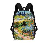 sinyumoney Painted Garden with Black Cat Mochilas Para Niños, Mochilas Escolares Personalizadas En 3D Para Niños Y Niñas, Mochilas Escolares Grandes, Mochilas Informales Para El Día A Día 17inch