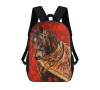 sinyumoney Painted Horse with Red Background Mochila Escolar De 17 Pulgadas Impresa En 3D Mochilas Infantiles Mochila Genial Impresa En 3D Para Niños De Primaria Y Secundaria