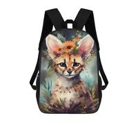 sinyumoney Painted Wild Cat with Flowers Mochilas Infantiles Mochila Escolar Impresa En 3D Para Niños Mochilas De Viaje Bolsas Para Libros Para Niños 17inch Mochila Escolar
