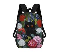 sinyumoney Painting Black Cat in A Flower Garden Mochilas Escolares Para La Escuela Secundaria, Preparatoria, Universidad Y Viajes Para Niñas Y Adolescentes 17inch