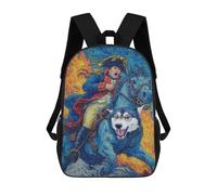 sinyumoney Painting Horseman with Husky Mochila Escolar, Mochila De Negocios, Mochila Impermeable Para Libros, Para Acampar, Aventuras Al Aire Libre Y Viajes Diarios 17inch