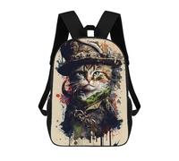 sinyumoney Painting of A Cat Pirate Mochila Escolar Grande Resistente Al Agua Para Portátil Para Niños/niñas/adolescentes 17inch