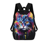 sinyumoney Painting of A Colorful Cat Mochila Escolar Infantil Estampada Para Adultos Y Niños, Mochila De Viaje Para El Día A Día 17inch