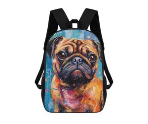 sinyumoney Palette Pug Dog Painting Mochila Escolar Resistente Al Agua Para Computadora, Ideal Para Campus, Actividades Al Aire Libre, Viajes Y Deportes 17inch
