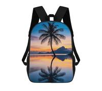 sinyumoney Palm Tree Sunset Reflection Mochila Escolar Para Niños De 17 Pulgadas, Mochila Informal De Viaje Para Niños Y Niñas, Mochila De Gran Capacidad Para El Día A Día 17inch