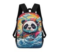 sinyumoney Panda Astronaut Surfing Rainbow Wave Mochila Escolar, Bolso De Negocios, Bolso Para Portátil Resistente Para Niñas Y Adolescentes 17inch