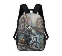 sinyumoney Panda Bicycle Amsterdam Mochila Escolar, De Negocios, Resistente, Para Portátil, Para Camping, Aventuras Al Aire Libre Y Viajes Diarios 17inch