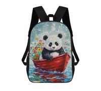 sinyumoney Panda in Boat with Flowers Painting Mochila Escolar Infantil De Moda Informal Mochilas Infantiles Impresas En 3D Mochila Grande Para Niño 17inch