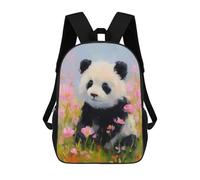 sinyumoney Panda in Flowers Mochila Escolar Impresa En 3D 17inch Mochila Escolar Infantil Mochilas De Viaje Mochila Informal De Moda Para Niños Y Estudiantes