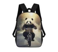 sinyumoney Panda on A Bicycle Mochila Escolar, Mochila De Viaje, Mochila Universitaria Para Niños/niñas/adolescentes 17inch