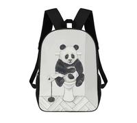 sinyumoney Panda on Toilet Watercolor Art Mochila Escolar Para Niños Mochila Escolar Impresa En 3D Mochila Escolar De Moda Para Niños De Primaria Y Secundaria 17inch