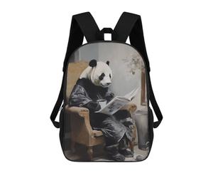 sinyumoney Panda Reading A Newspaper Mochila Escolar Ligera Para Aeropuerto, Estudiantes Universitarios, Mochila Para Adolescentes, Chicas, Chicos, Mujeres Y Hombres 17inch